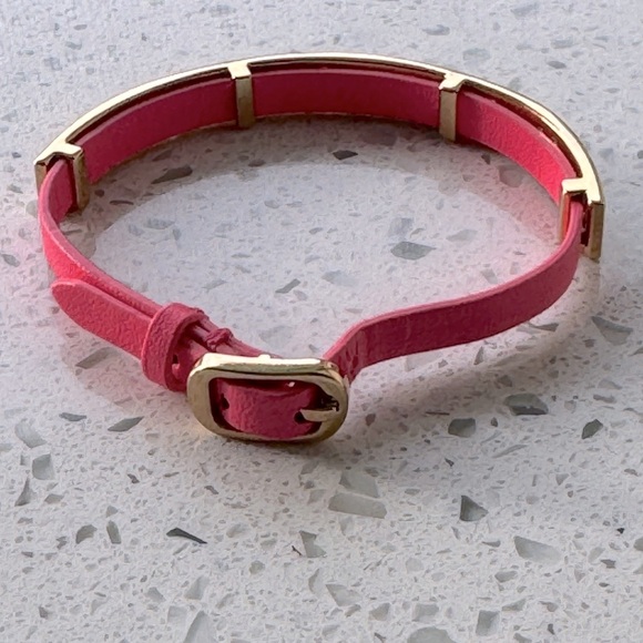 Stella & Dot “Strength” bracelet, Hot Pink Strap, Gold Tone Elephant Bar - Picture 7 of 7